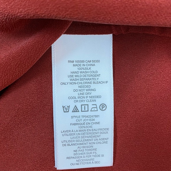 Joie Shariana Long Sleeve Silk Top Russet Brown Size Small - Picture 8 of 9